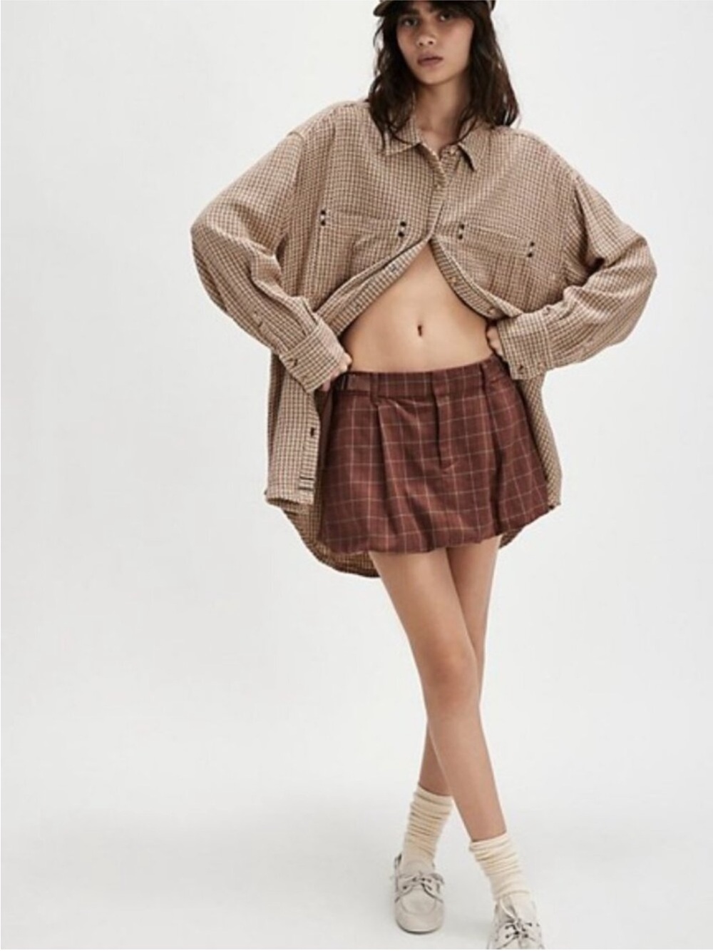 Free People Saturn Bubble Plaid Mini Skirt size 4
